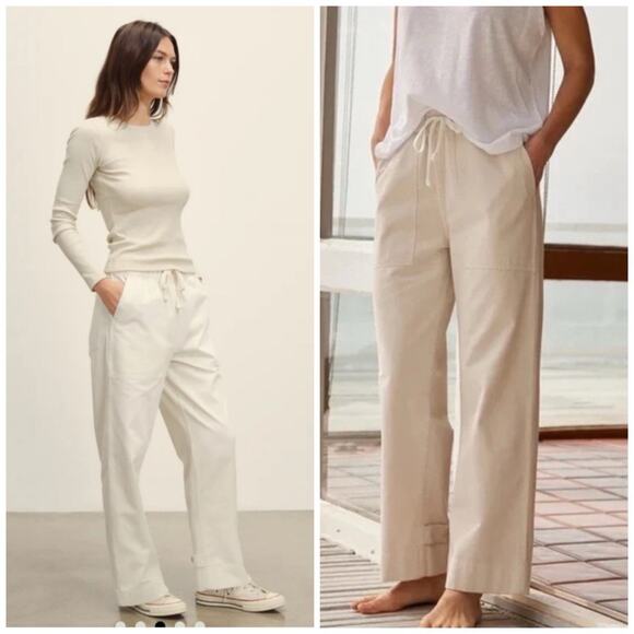 NWT BUCK MASON Women's Herringbone Twill Utility Pull On Pants Size S Natural - Picture 2 of 16